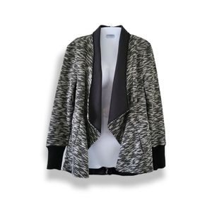 Ellen Tracy | EUC Marled Black/White Open Drape Front Jacket (SIZE M)